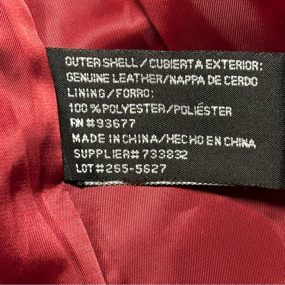 Worthington Women’s Black Genuine Leather Zip Jacket Red Lining Petite Medium - Picture 5 of 8